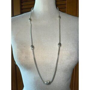 Monet Silver Mesh Bead Necklace -- 28"